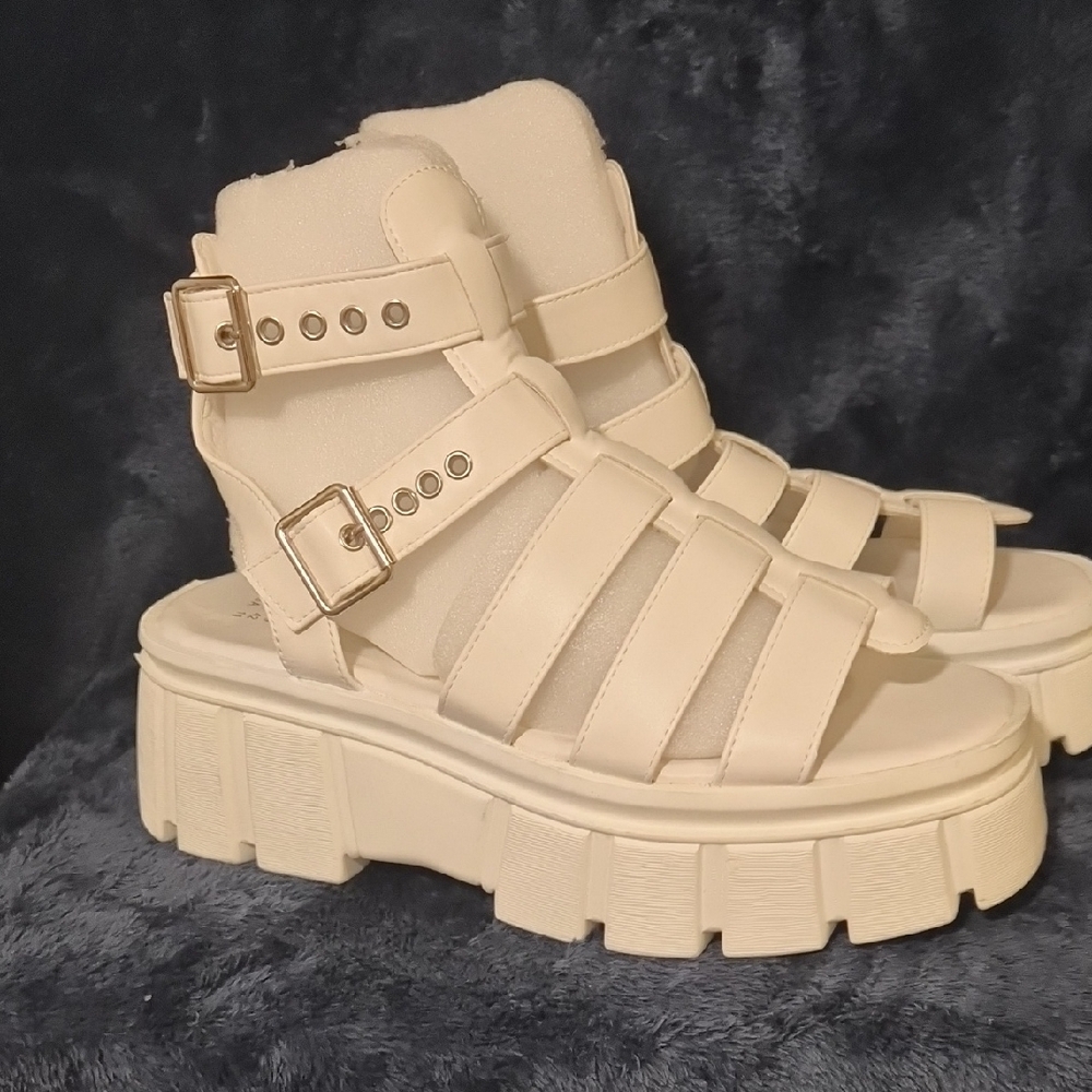 Women's Cream Platform Sandals